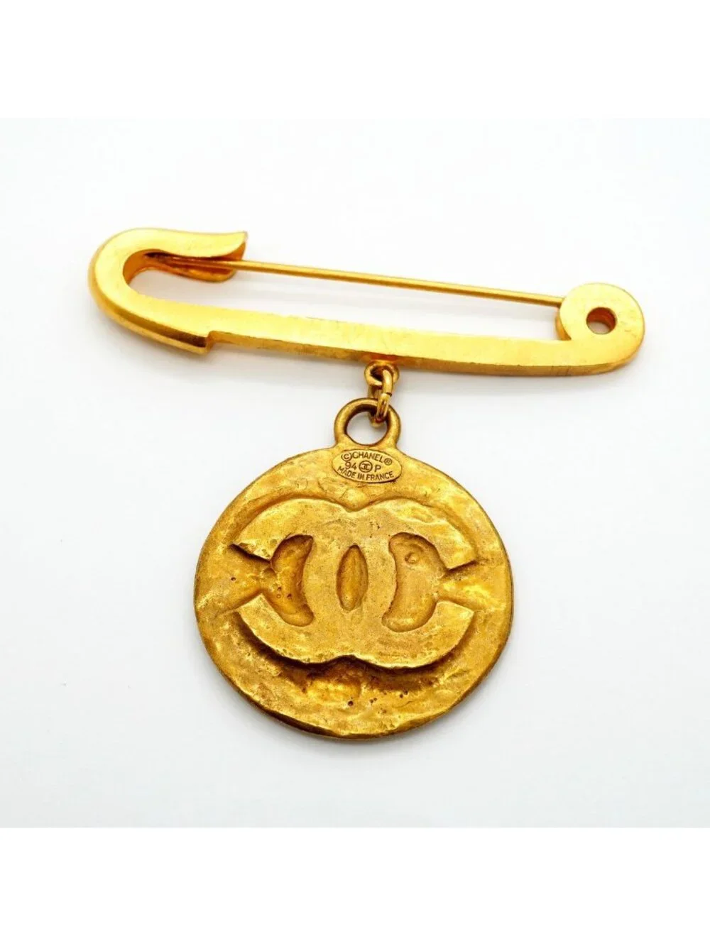 Chanel Brooch Vintage CC Logo Round Circle Gold Plated
